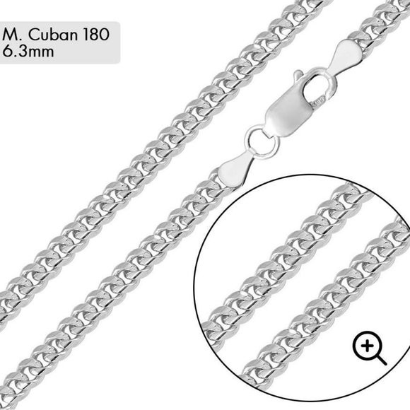 925 Sterling Silver Italian Italy 6.3mm Miami Cuban Chain...